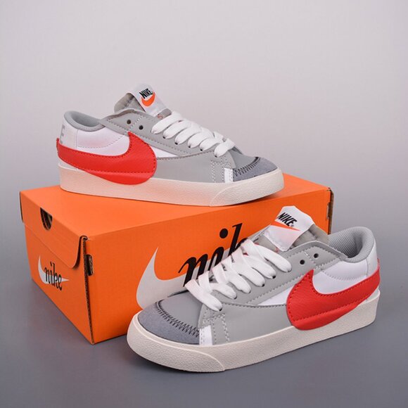 Nike Blazer Low '77 Jumbo Sneaker Red Gray - Picture 1 of 9